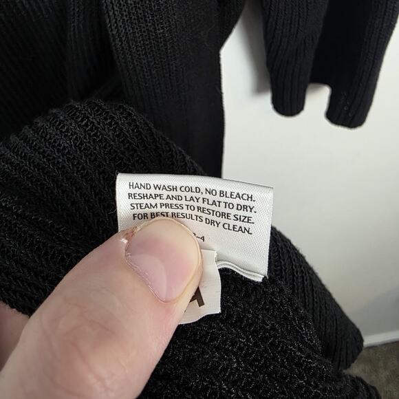 Eileen Fisher Black Silk Blend Half Sleeve Minimalist Quiet Luxury Cardigan Sz S - Picture 5 of 7